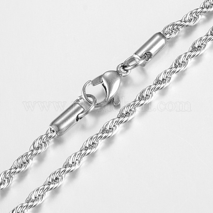 Colliers avec chaîne de corde en 201 acier inoxydable NJEW-R245-18A-1