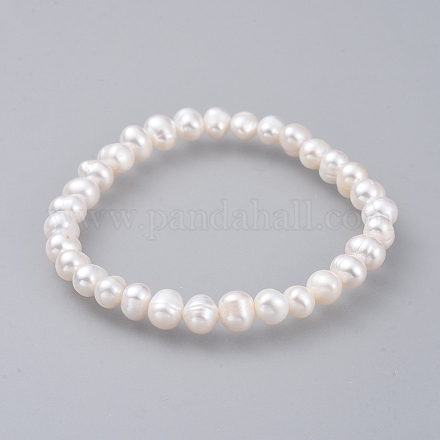 Natural Pearl Stretch Bracelets BJEW-JB04729-1