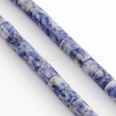 Brins de perles de jaspe de tache bleue naturelle X-G-R187-06-1