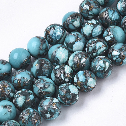 Fili assemblati di diaspro imperiale sintetico e perle di pirite naturale G-S366-053-1