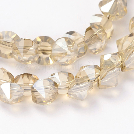 Pearl Luster Plated Diamond Shape Glass Bead Strands EGLA-J100-PL07-1