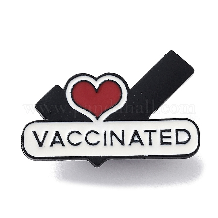 医療トピックス 単語 ワクチン接種 心臓 亜鉛合金 ブローチ  エナメルピン  ホワイト  26x39x1.5mm JEWB-Z021-01C-1