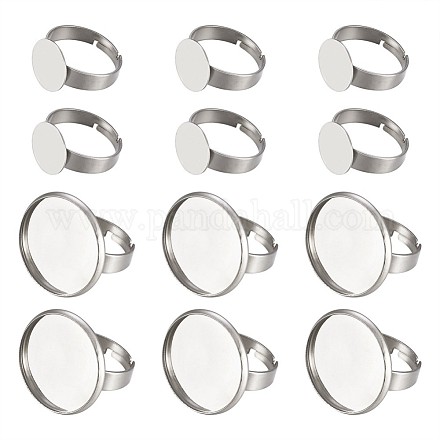 Fashewelry regolabile 304 anello per dito in acciaio inossidabile componenti STAS-FW0001-01-1