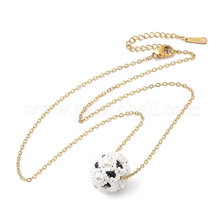 Collana con pendente a forma di fiore con perle di conchiglia NJEW-MZ00018-1