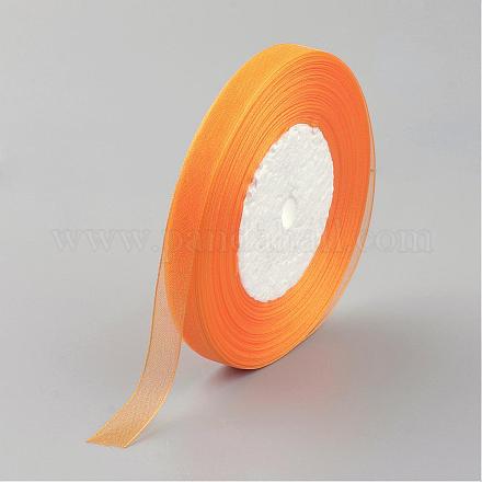 オーガンジーリボン  オレンジ  3/8インチ（10mm）  50ヤード/ロール（45.72メートル/ロール）  10のロール/グループ  500ヤード/グループ（457.2メートル/グループ） RS10mmY016-1