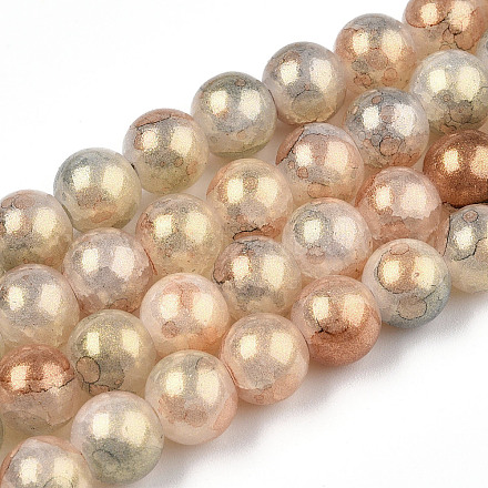Chapelets de perles en verre craquelé peint DGLA-R053-05N-1