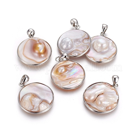 Colgantes naturales de perlas cultivadas de agua dulce PEAR-L024-03P-1