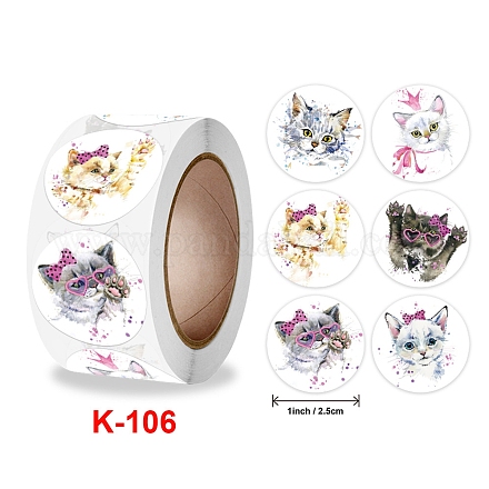 Круглая бумага в рулонах с милыми домашними животными и мультяшными наклейками PW-WG33403-02-1