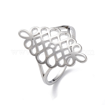 Scava fuori il nodo cinese 304 anello da dito in acciaio inossidabile per le donne RJEW-E073-09P-1