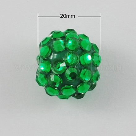 5 pcs rondes perles strass morceaux de résine bubblegum à billes X-RESI-S260-20mm-S7-1