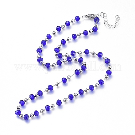 304 collier de perles en acier inoxydable NJEW-K119-12P-1