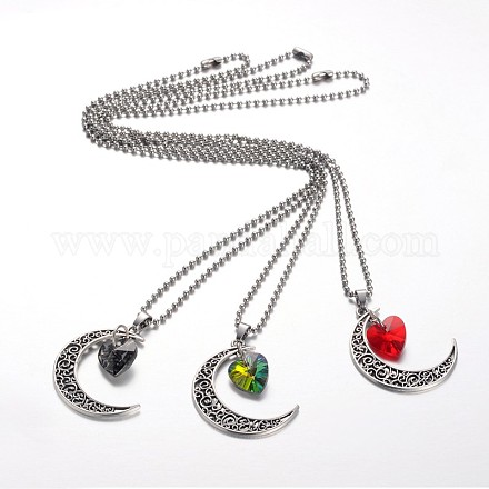 Tibetan Style Alloy Moon Pendant Necklaces NJEW-JN01179-1