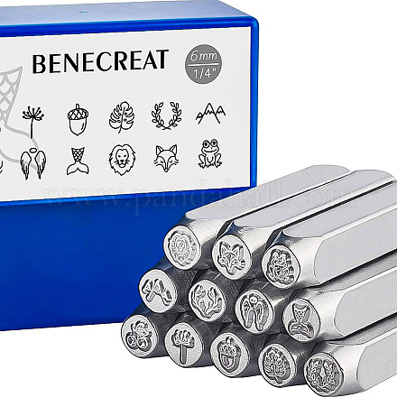 Benecreat 12 confezioni (punzoni per timbri in metallo con design opaco 6mm 1/4