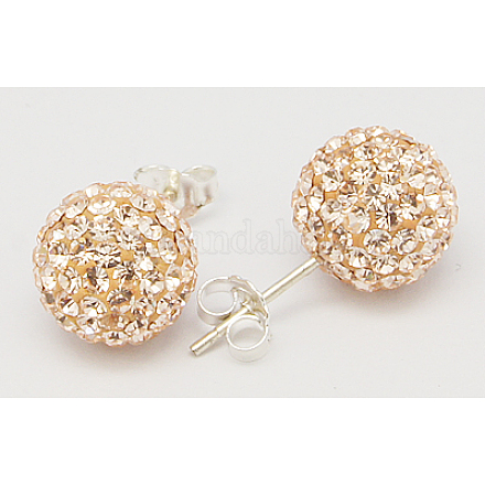 Valentines Day Gift for Her Sterling Silver Austrian Crystal Rhinestone Ball Stud Earrings X-Q286G201-1