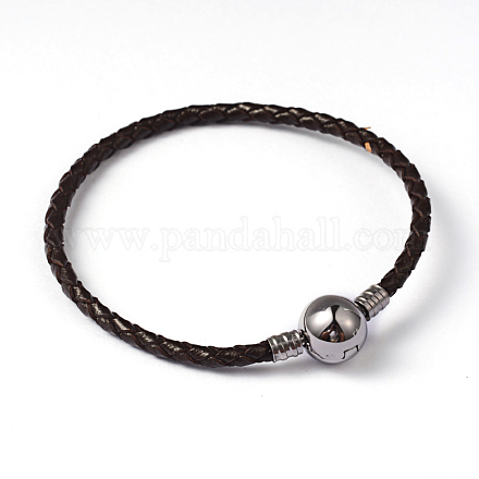 Braided Leather Cord European Style Bracelet Making STAS-L178-SL0201Z-18-1