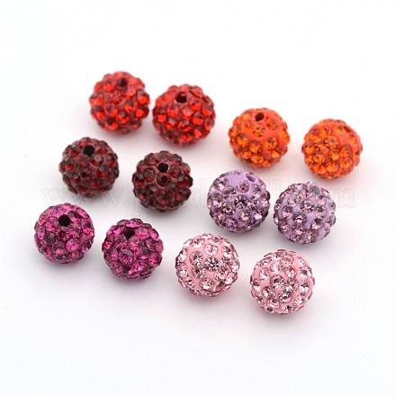 Round Pave Disco Ball Polymer Clay Rhinestone Beads RB-X0003-01-1