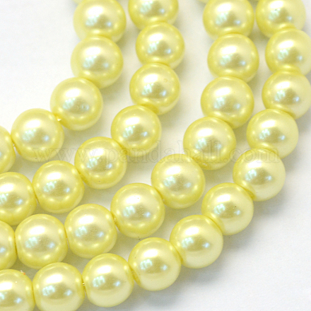 Backen gemalt pearlized Glasperlen runden Perle Stränge HY-Q330-8mm-64-1