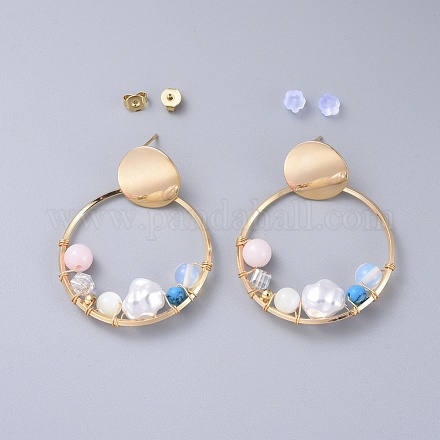 Plastic Imitation Pearl Dangle Earrings EJEW-JE03463-1