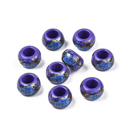 Perline di rondelle in acrilico opaco con stampa floreale SACR-S305-27-G02-1
