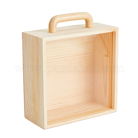 Superfindings 1set scatola di visualizzazione di figure giocattolo scatole per ombre artigianali in legno da 195 mm coperchio scorrevole in acrilico trasparente scatole regalo in legno con manico scatole di papayawhip con coperchio trasparente CON-WH0078-28-1