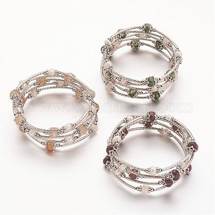 Natural Gemstone Wrap Bracelets BJEW-JB02651-1