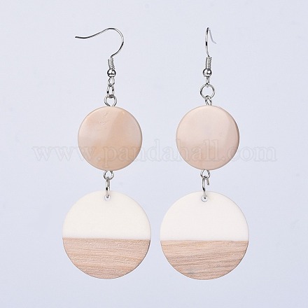 Resin & Wood Dangle Earrings EJEW-JE03025-03-1