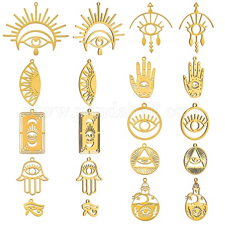 20Pcs 10 Style 201 Stainless Steel Laser Cut Charms STAS-SZ0002-67G-1