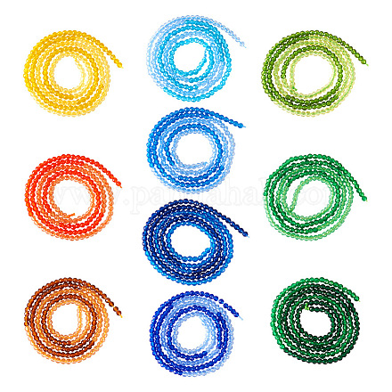 Pandahall 10 filo 10 fili di perle di vetro trasparenti di colore GLAA-TA0001-77-1