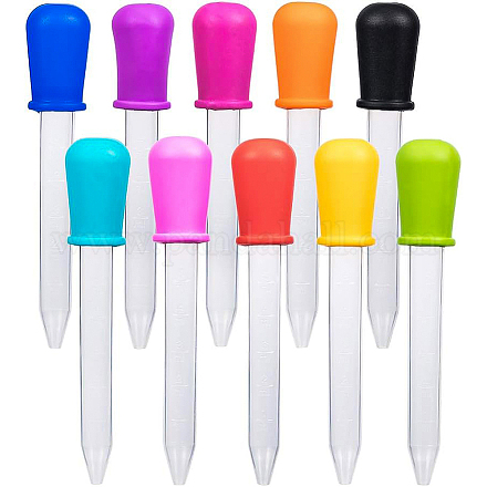 BENECREEAT 20PCS 5ml Silicone and Plastic Pipettes Rainbow Color Graduated Liquid Dropper Pipette for Candy Molds TOOL-BC0008-40-1