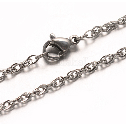 304 Stainless Steel Double Link Chains Necklaces NJEW-L398-02P-1