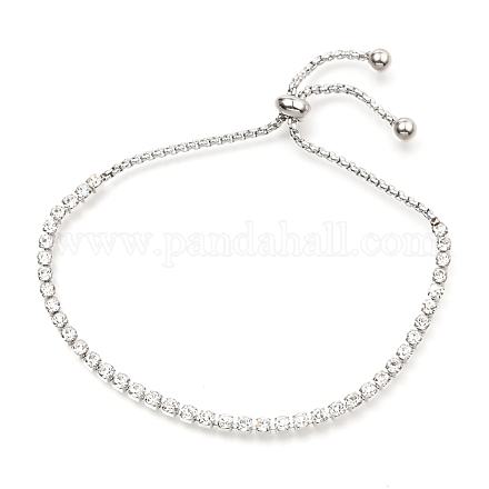 Réglable 304 bracelets coulissants en acier inoxydable strass chaînes de strass BJEW-B008-01B-1