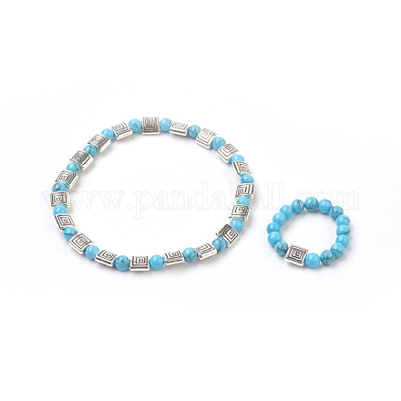 Synthetic Turquoise Jewelry Sets SJEW-JS00980-05-1
