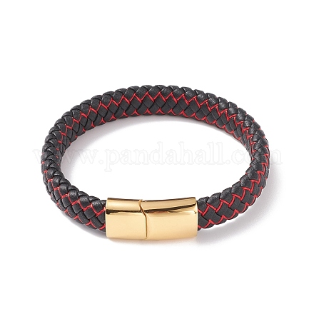 Кожаные браслеты плетеного шнура BJEW-E345-07-G-1