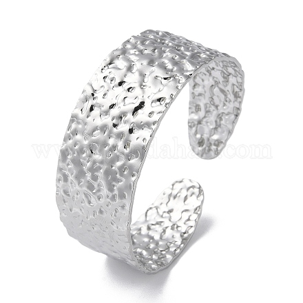 304 bracelet manchette plat texturé en acier inoxydable pour femme BJEW-Q770-03P-1