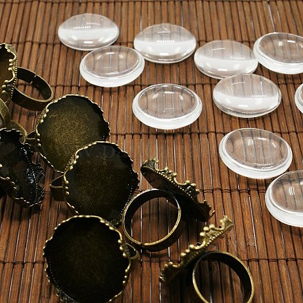 25mm Transparent Clear Domed Glass Cabochon Cover for Brass Portrait Ring Making KK-X0023-NF-1