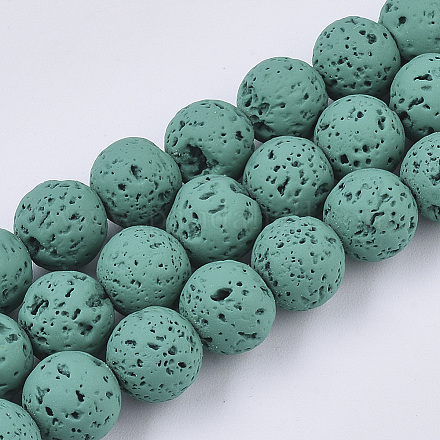 Brins de perles de pierre de lave naturelle peintes à la bombe X-G-N0324-C-03-1