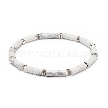 Natural Howlite Column Beaded Stretch Bracelet BJEW-JB08989-01-1