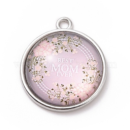 Mother's Day Theme Alloy Glass Pendants FIND-A014-02A-1