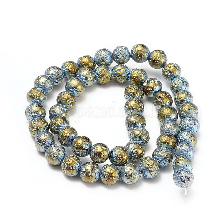 Electroplated Natural Lava Rock Beads Strands G-I260-11B-1