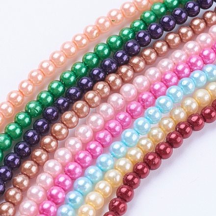 Chapelets de perles en verre nacré HY-3D-M-1