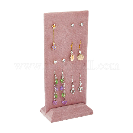 SUPERFINDINGS 1Pc Pink Velvet Earring Display 40-Hole Earring Jewelry Display Stand Tray Organizer Holder with Base for Ear Studs Display EDIS-WH0012-23-1