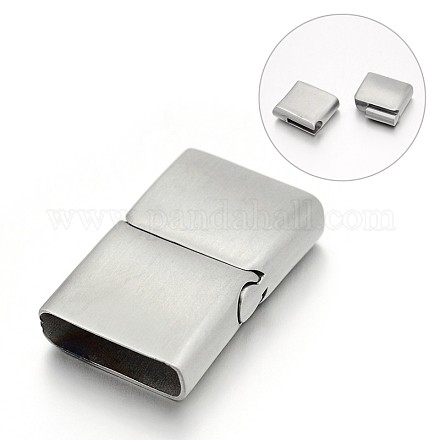 Matte 304 Stainless Steel Rectangle Magnetic Clasps with Glue-in Ends X-STAS-E089-73P-1