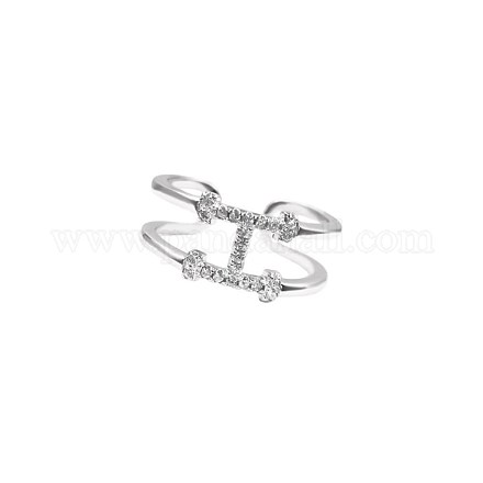 925 кольцо-манжета из стерлингового серебра с прозрачным кубическим цирконием и микропаве RJEW-BB60700-A-1