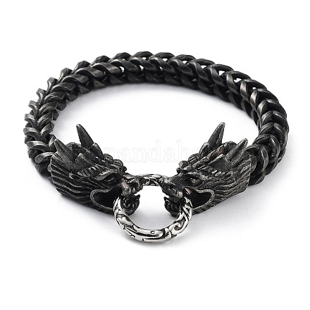 304 bracelets à maillons cubains tête de dragon en acier inoxydable pour hommes et femmes BJEW-D031-23B-1