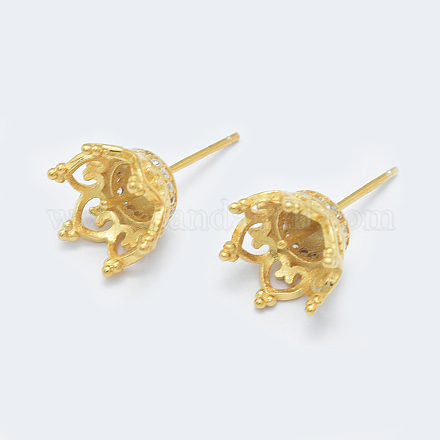 Accessoires de clous d'oreilles en 925 argent sterling avec micro pavé zircone cubique STER-F043-083G-1