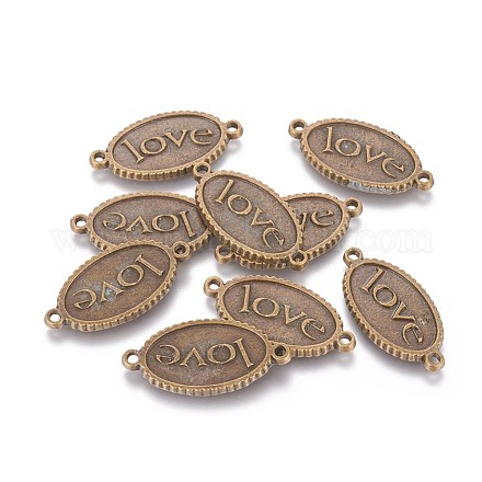 Tibetan Style Carved Word Love Alloy Oval Links connectors X-TIBE-Q039-004AB-FF-1