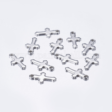 304 Stainless Steel Tiny Cross Charms STAS-L198-27P-1