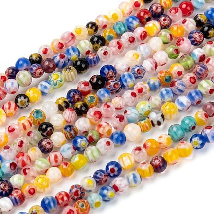 Chapelets de perles en verre de millefiori manuelles X-LK12-1