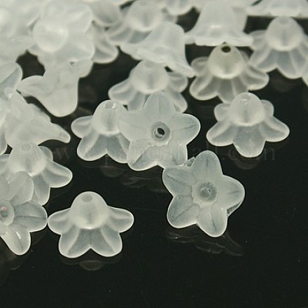 Transparent Frosted Acrylic Flower Beads X-PL554-1