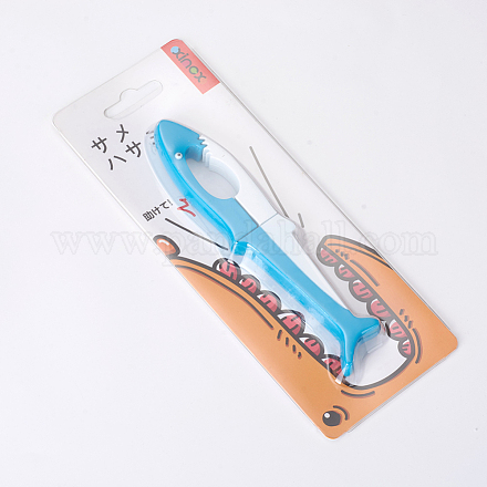 Shark Shape Folding Safety Scissors AJEW-WH0113-02-1